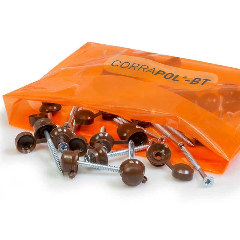 CLEAR AMBER | Corrapol-BT 60mm Screw Cap Fixings (Pk 10 and 50)