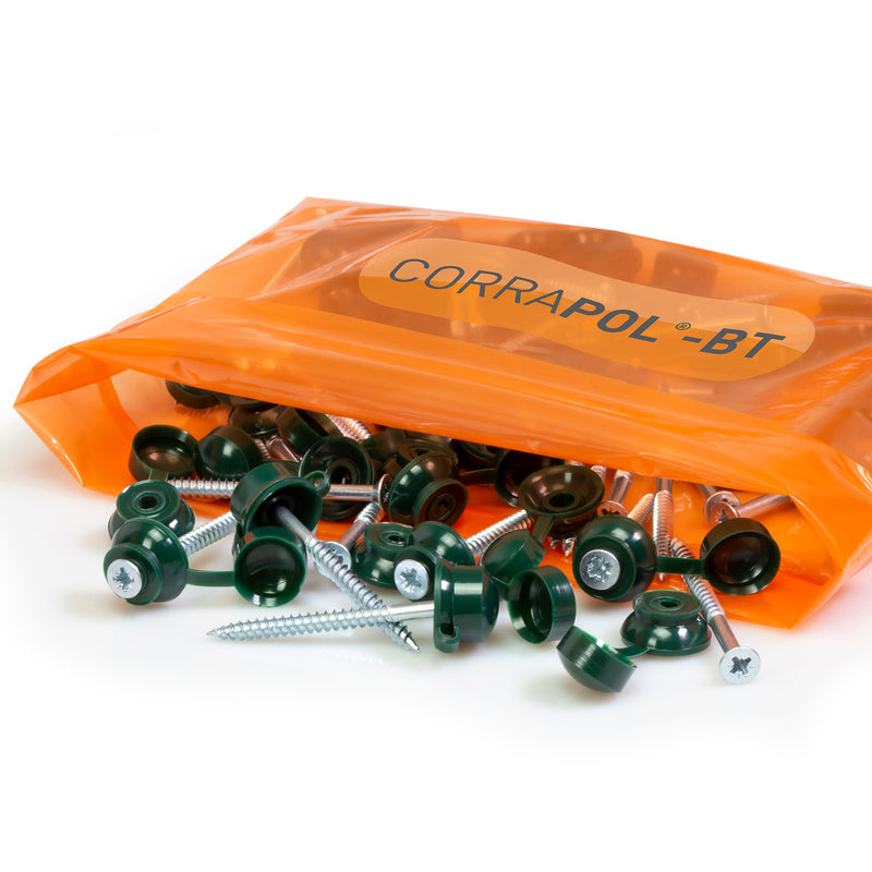 CLEAR AMBER | Corrapol-BT 60mm Screw Cap Fixings (Pk 10 and 50)