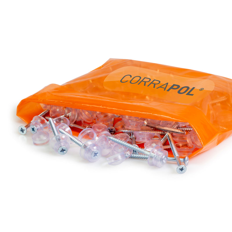 CLEAR AMBER | Corrapol Clear 60mm Fixings (Pk of 10 & 50)