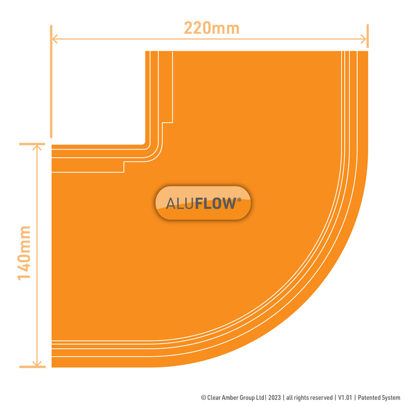 CLEAR AMBER | Aluflow Gutter Deepflow 90 Deg External & Internal Angle