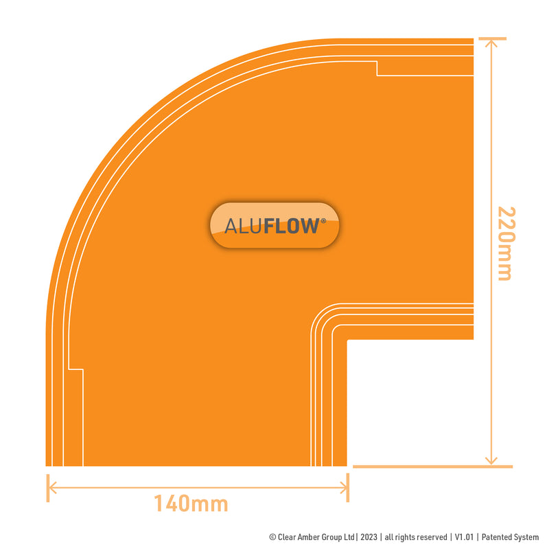 CLEAR AMBER | Aluflow Gutter Deepflow 90 Deg External & Internal Angle