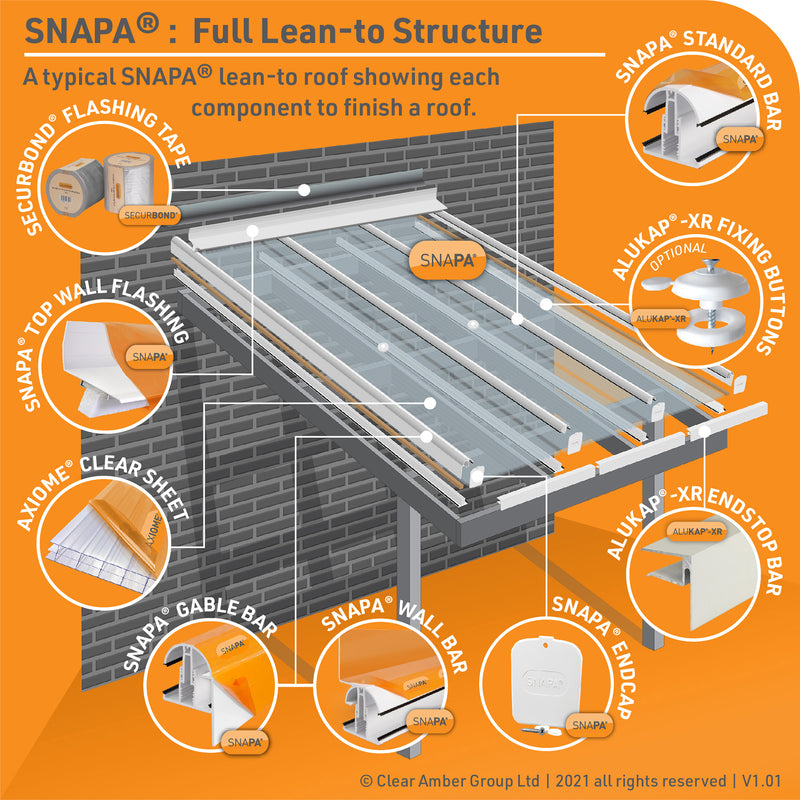 Clear Amber | Snapa Snap Fix Wall Glazing Bar