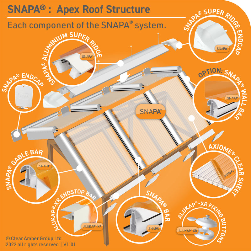 Clear Amber | Snapa Snap Fix Wall Glazing Bar