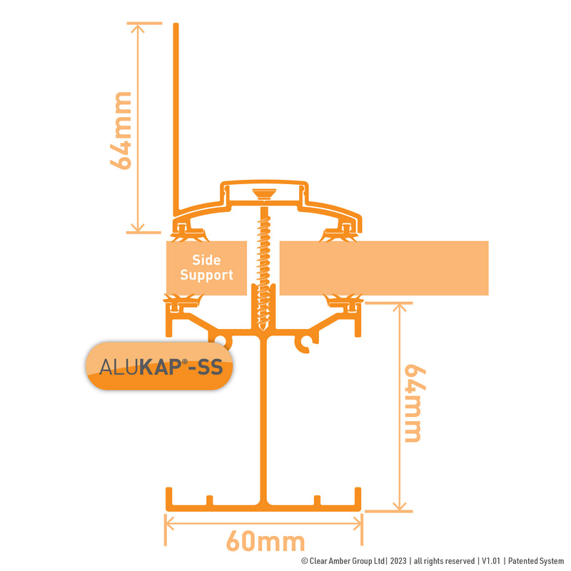 CLEAR AMBER | Alukap-SS Low Profile Wall Bar | 2-6m