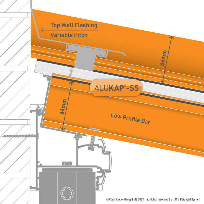 CLEAR AMBER | Alukap-SS Low Profile Wall Bar | 2-6m