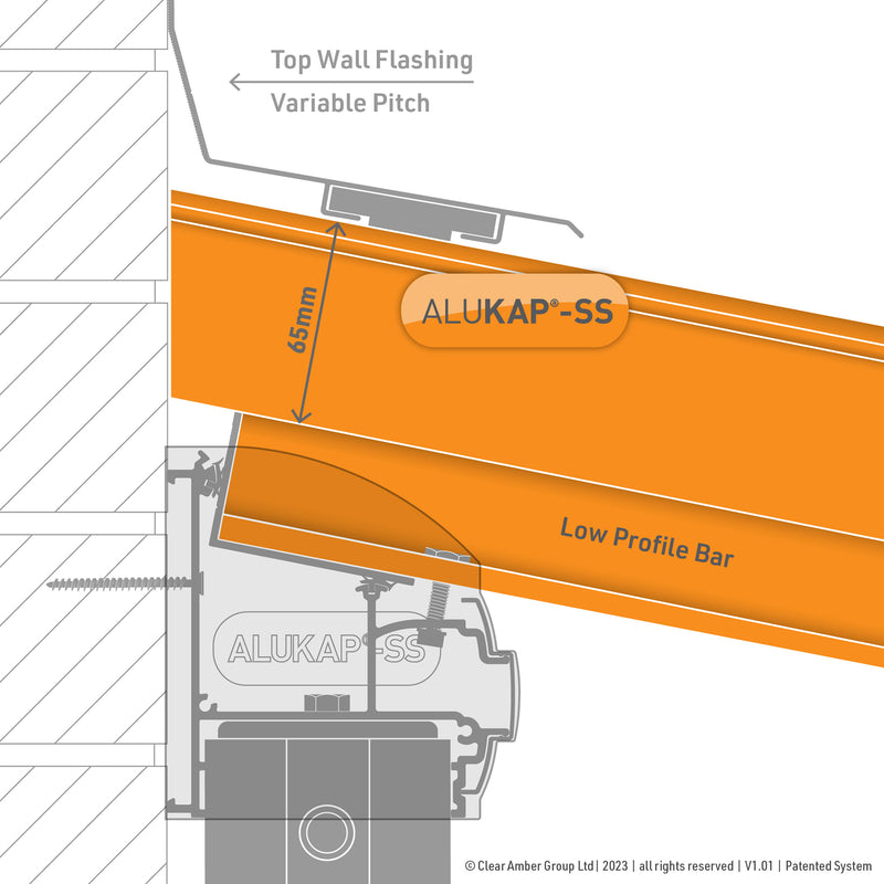 CLEAR AMBER |Alukap-SS Low Profile Gable Bar (2-6m)