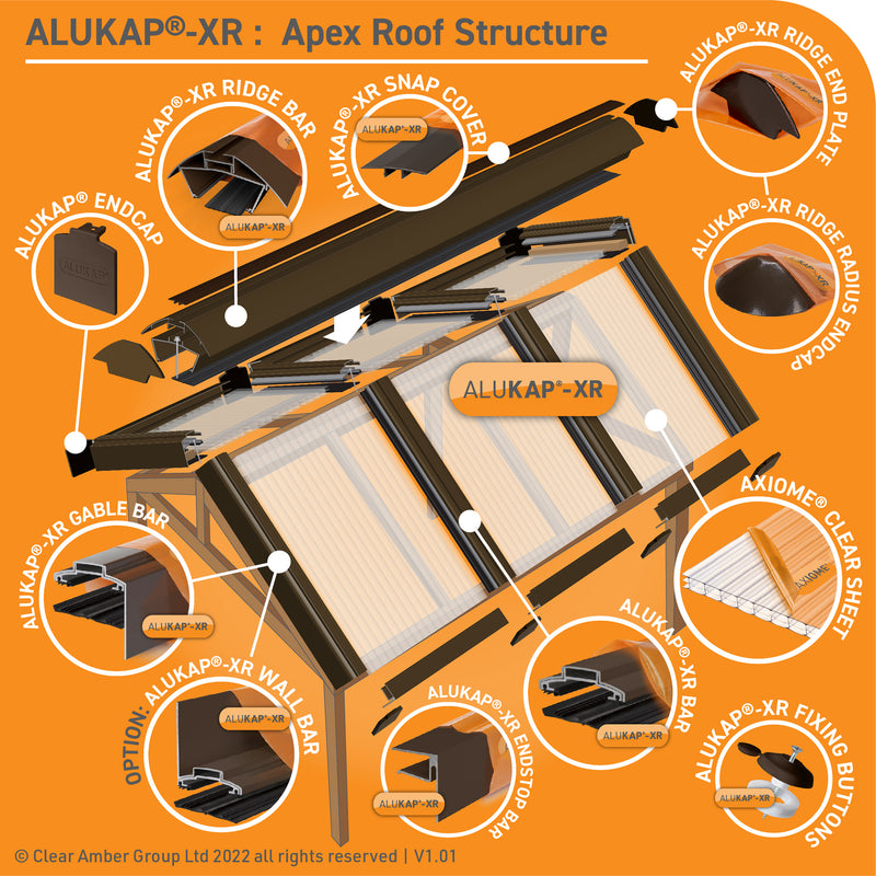 CLEAR AMBER | Alukap-XR End Stop Bar | 10mm