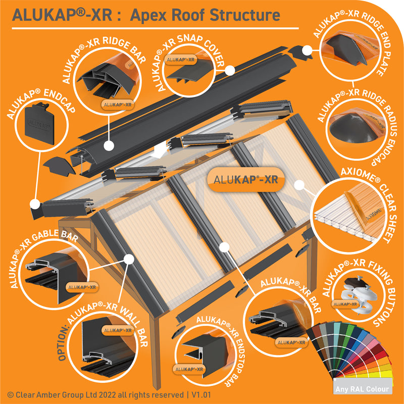 CLEAR AMBER | Alukap-XR End Stop Bar | 16mm