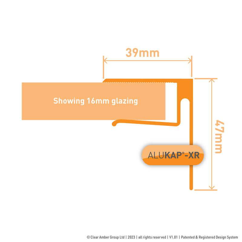 CLEAR AMBER | Alukap-XR End Stop Bar | 16mm