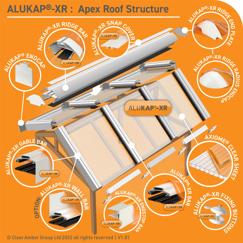 CLEAR AMBER | Alukap-XR End Stop Bar | 16mm