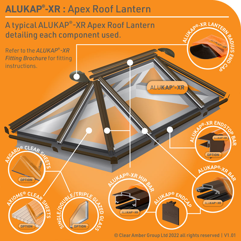 CLEAR AMBER | Alukap-XR Roof Lantern Radius End Cap