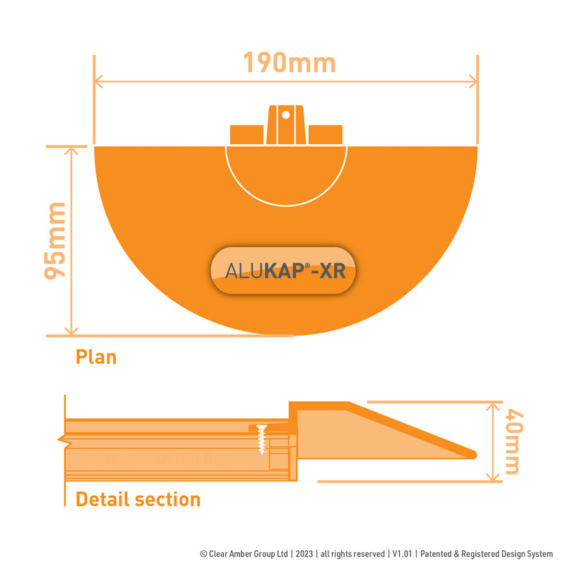 CLEAR AMBER | Alukap-XR Roof Lantern Radius End Cap