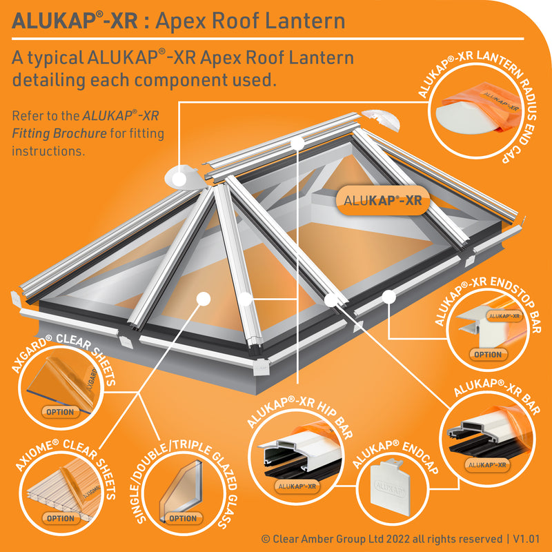 CLEAR AMBER | Alukap-XR Roof Lantern Radius End Cap