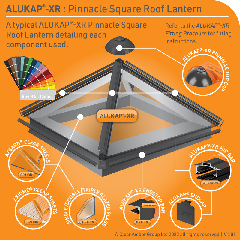 CLEAR AMBER | Alukap-XR Roof Lantern Pinnacle Top Cap